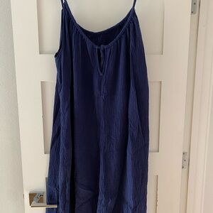 Kona Sol Navy Gauze Spaghetti-Strap Dress